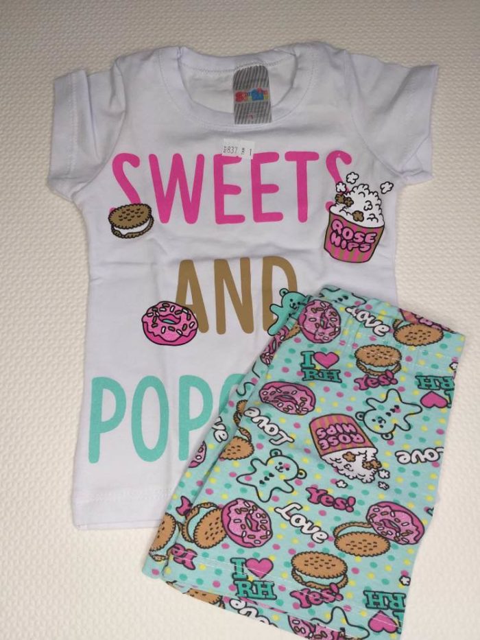 Conjunto Manguinha Sweets and Popcorn