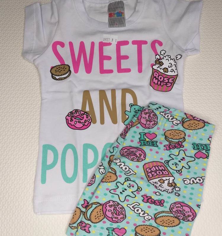 Conjunto Manguinha Sweets and Popcorn