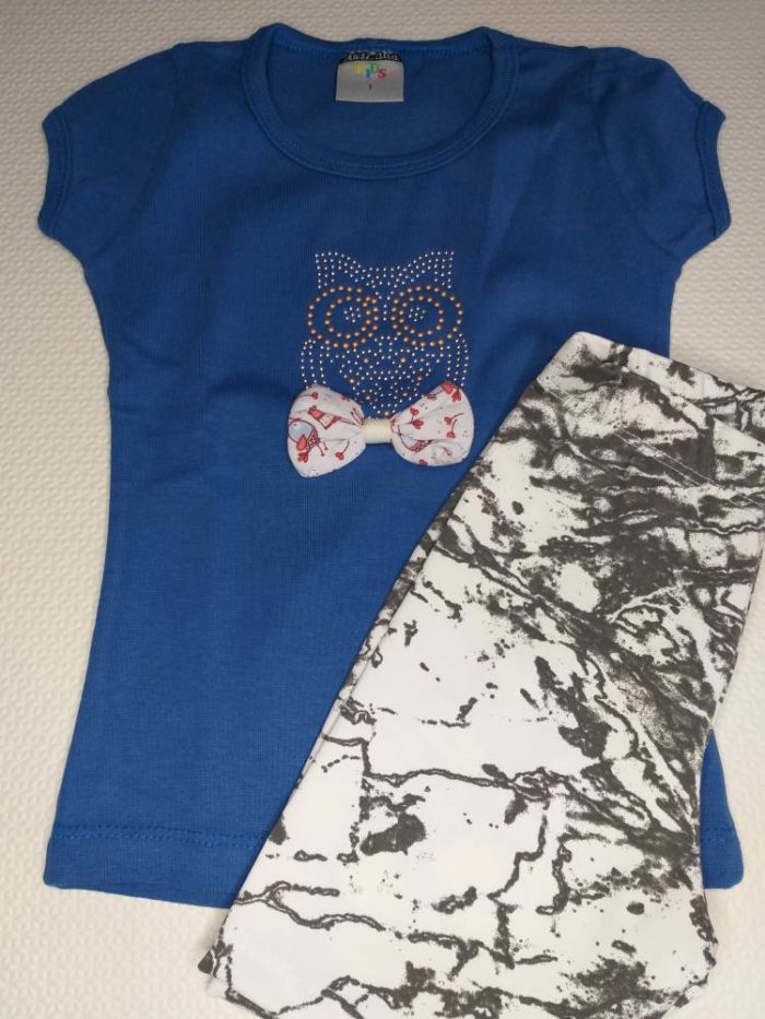 Conjunto com blusa bordada coruja