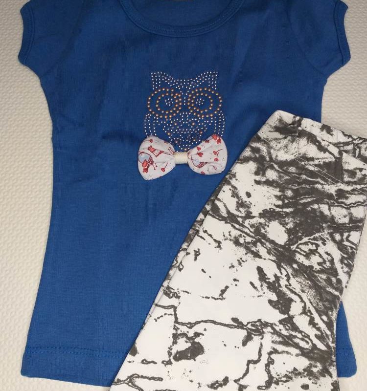 Conjunto com blusa bordada coruja