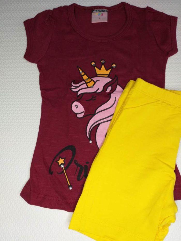 Conjunto unicórnio com bermuda ciclista